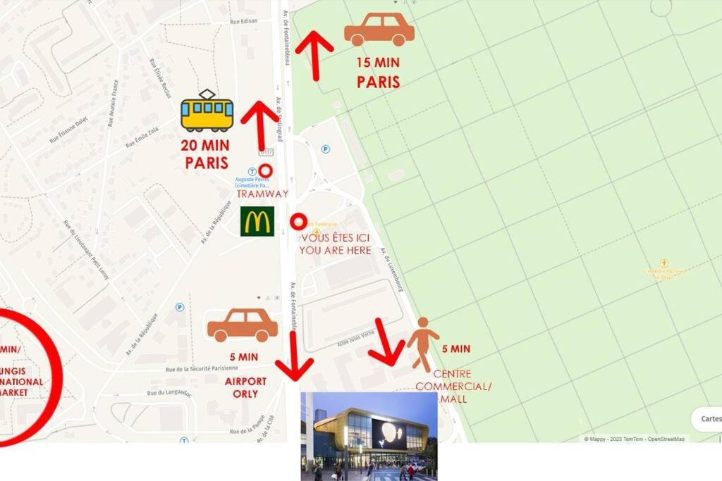 Appartement Paisible Et Bien Situe - Proche Aeroport D'Orly Et Tramway Pour Paris Thiais Bagian luar foto